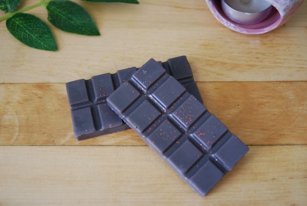 fondant parfumé en forme de tablette de chocolat